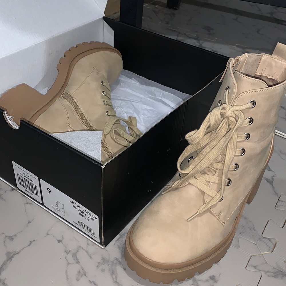 Torrid Tan Lace Up Ankle Booties